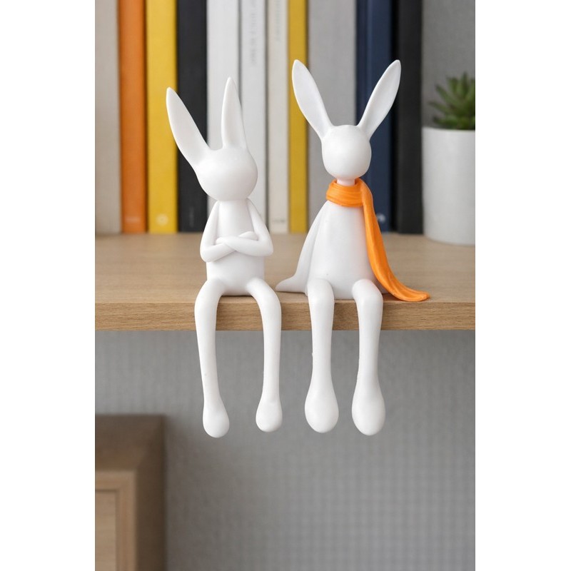 Duo de lapins minimalistes imprimés en 3D – Décoration design