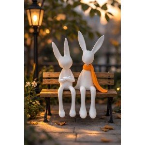 Duo de lapins minimalistes imprimés en 3D – Décoration design