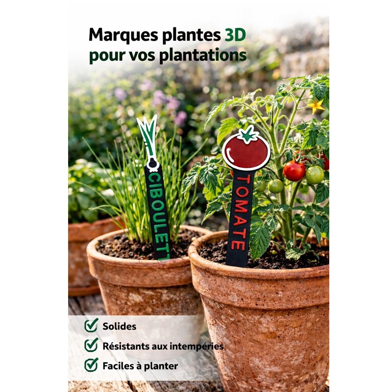 Marques plantes 3D personnalisées pour vos plantations