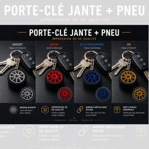 Porte-clé Jante + Pneu – Impression 3D