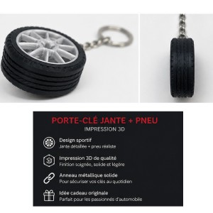Porte-clé Jante + Pneu – Impression 3D