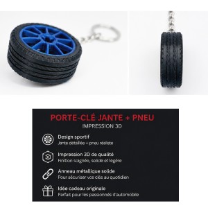Porte-clé Jante + Pneu – Impression 3D