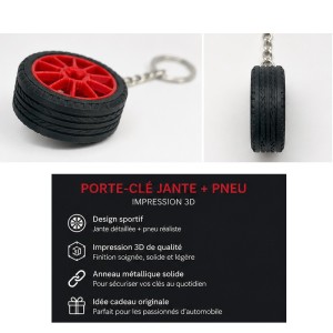 Porte-clé Jante + Pneu – Impression 3D