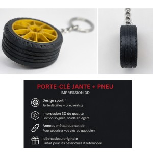 Porte-clé Jante + Pneu – Impression 3D