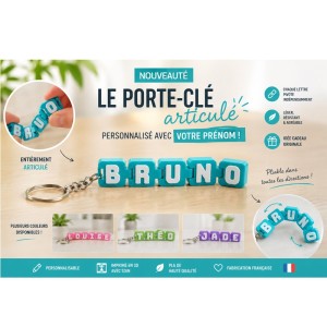 Porte-clé articulé personnalisable – Le prénom qui prend vie !