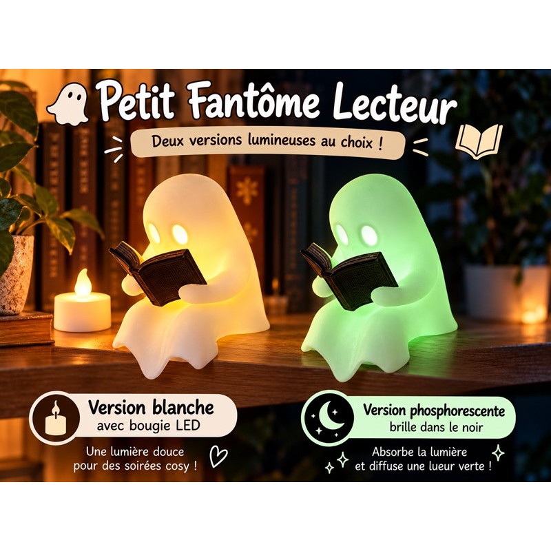 Petit Fantôme Lecteur – Lumineux LED ou Phosphorescent – Impression 3D