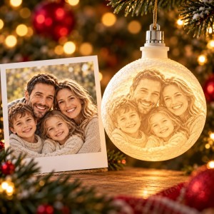 Boule de Noël Photo Personnalisée – Lithophanie 3D LED