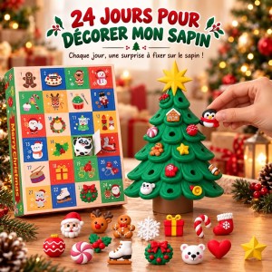 Calendrier de l’Avent Sapin de Noël 3D – 24 Décorations Surprises
